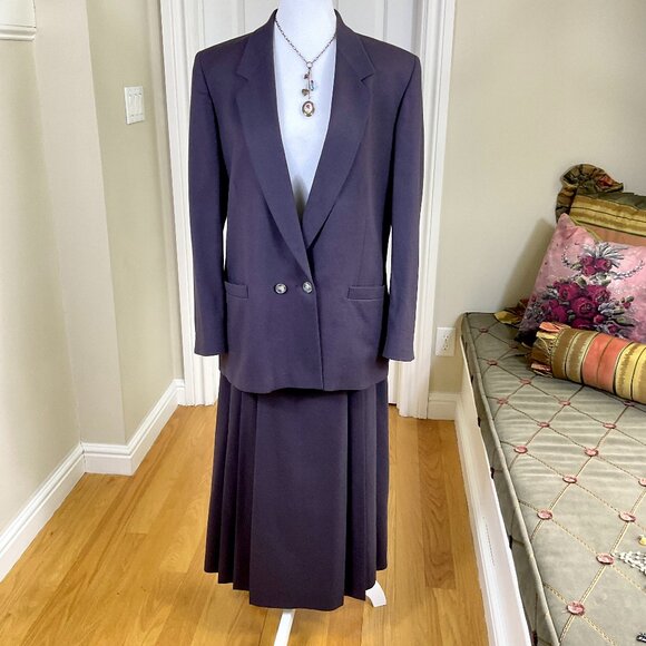 Vintage Suit Wool Jacket Maxi Skirt Brown Baron Anderson 80s 90s (14) - Picture 1 of 8